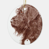 Chocolate Labradoodle Keramisch Ornament (Links)