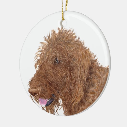 Chocolate Labradoodle Keramisch Ornament (Links)