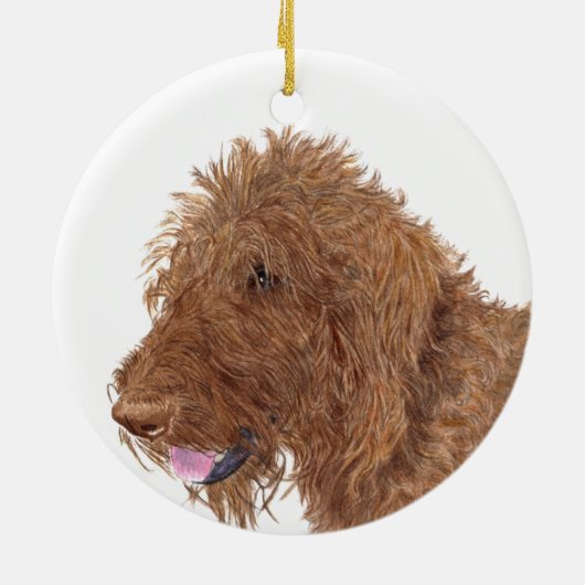 Chocolate Labradoodle Keramisch Ornament (Achterkant)