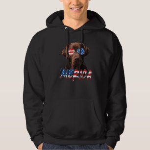 Chocolate Labrador American Flag Lab Dog 4th of J Hoodie