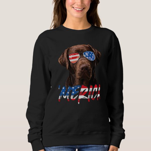 Chocolate Labrador American Flag Lab Dog 4th of J Trui (Voorkant)