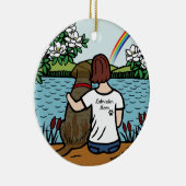 Chocolate Labrador Angel en mam Brown Keramisch Ornament (Rechts)