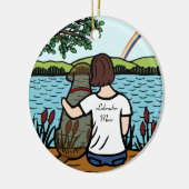 Chocolate Labrador Angel en mama 1 Keramisch Ornament (Links)