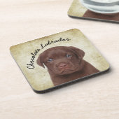 Chocolate Labrador Bier Onderzetter (Linkerzijde)