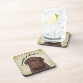 Chocolate Labrador Bier Onderzetter (Rechterzijde)