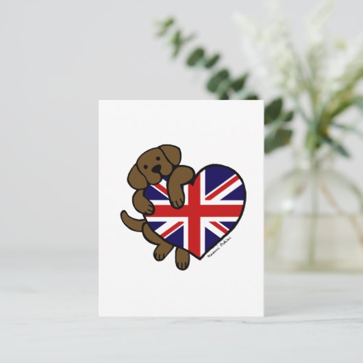 Chocolate Labrador British Heart Briefkaart (Staand voorkant)