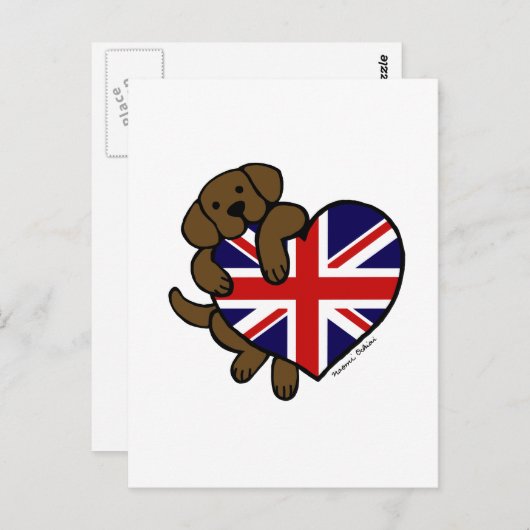 Chocolate Labrador British Heart Briefkaart (Voorkant / Achterkant)
