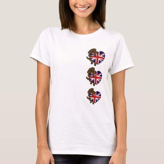 Chocolate Labrador British Heart T-shirt (Voorkant)