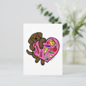 Chocolate Labrador & Cartoon van het hart van de l Briefkaart (Staand voorkant)