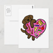 Chocolate Labrador & Cartoon van het hart van de l Briefkaart (Voorkant / Achterkant)