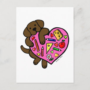 Chocolate Labrador & Cartoon van het hart van de l Briefkaart