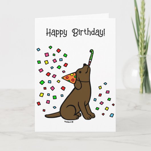 Chocolate Labrador Confetti Verjaardagsfeest Kaart (Voorkant)
