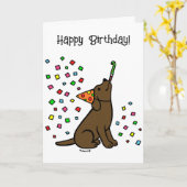 Chocolate Labrador Confetti Verjaardagsfeest Kaart (Gele Bloem)