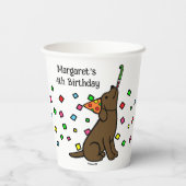 Chocolate Labrador Confetti Verjaardagsfeest Papieren Bekers (Achterkant)