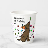 Chocolate Labrador Confetti Verjaardagsfeest Papieren Bekers (Voorkant)