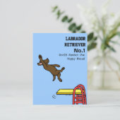 Chocolate Labrador Diving Cartoon Briefkaart (Staand voorkant)