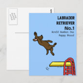 Chocolate Labrador Diving Cartoon Briefkaart (Voorkant / Achterkant)