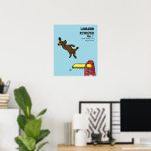 Chocolate Labrador Diving Cartoon Poster (Thuiskantoor)