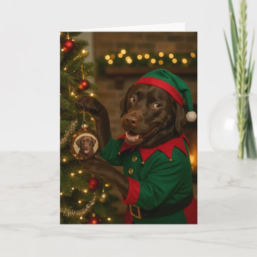 Chocolate  Labrador Dog Christmas Greeting card Feestdagen Kaart (Voorkant)