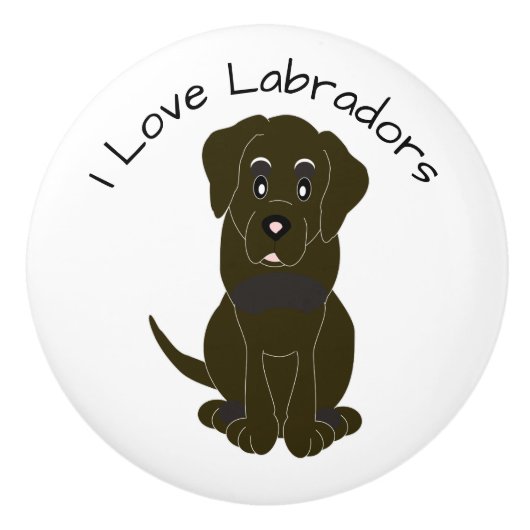 Chocolate Labrador Dog Design Keramische Knop (Voorkant)
