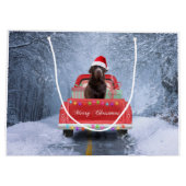 Chocolate Labrador Dog in sneeuwkerst Groot Cadeauzakje (Achterkant)