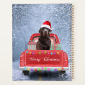 Chocolate Labrador Dog in sneeuwkerst Planner (Achterkant)