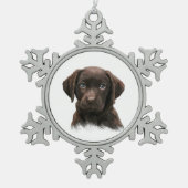 Chocolate Labrador Dog Tin Sneeuwvlok Ornament (Voorkant)