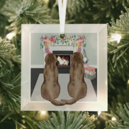 Chocolate Labrador Dogs-schaal voor kerstvisten Glas Ornament