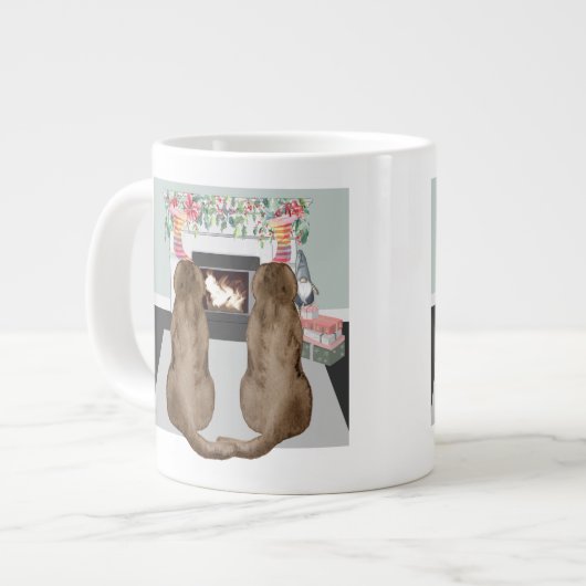 Chocolate Labrador Dogs-schaal voor kerstvisten Grote Koffiekop (Links)
