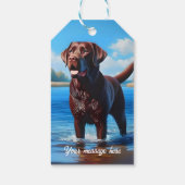 Chocolate Labrador en Blue Lake Cadeaulabel (Achterkant)