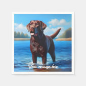 Chocolate Labrador en Blue Lake Servet (Voorkant)