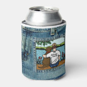 Chocolate Labrador en Dad Lake Uitzicht Blikjeskoeler (Blikje Voorkant)