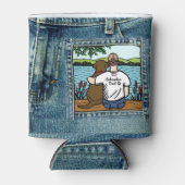 Chocolate Labrador en Dad Lake Uitzicht Blikjeskoeler (Voorkant)