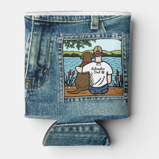 Chocolate Labrador en Dad Lake Uitzicht Blikjeskoeler (Voorkant)