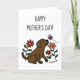 Chocolate Labrador en Green Moederdag Kaart