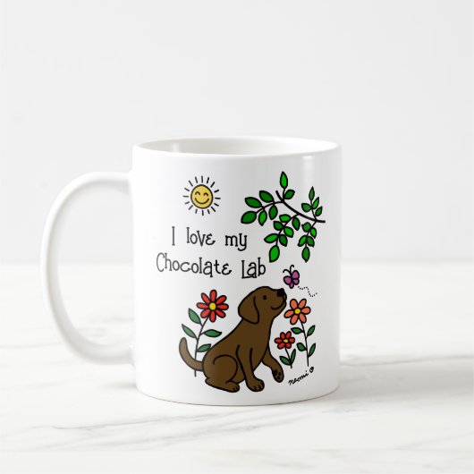 Chocolate Labrador en groene Mok (Links)