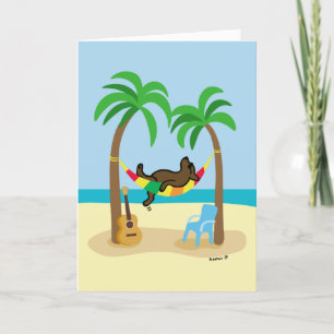 Chocolate Labrador en Hammock en Palm Trees Kaart