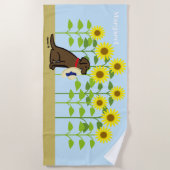 Chocolate Labrador en Sunflower Summer Strandlaken (Voorkant)