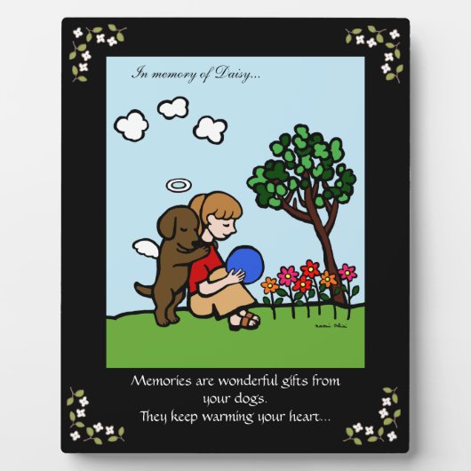 Chocolate Labrador Engel met Liefde Herdenking Fotoplaat (Voorkant)