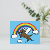Chocolate Labrador Guardian Angel (regenboogbrug) Briefkaart (Staand voorkant)