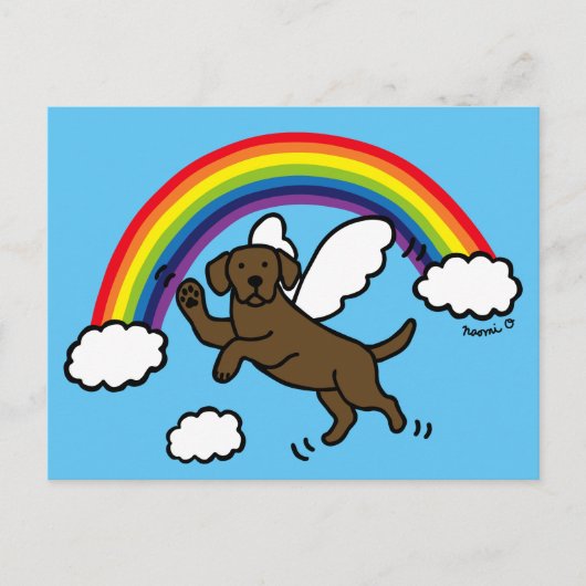 Chocolate Labrador Guardian Angel (regenboogbrug) Briefkaart (Voorkant)