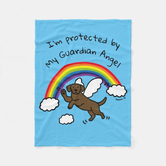 Chocolate Labrador Guardian Angel (regenboogbrug) Fleece Deken (Voorkant)