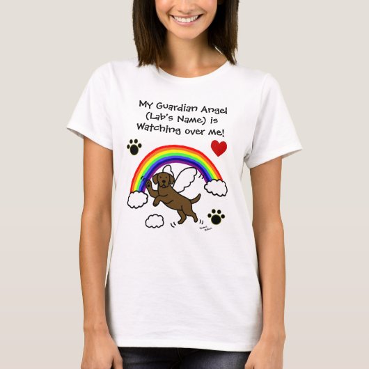 Chocolate Labrador Guardian Angel (regenboogbrug) T-shirt (Voorkant)