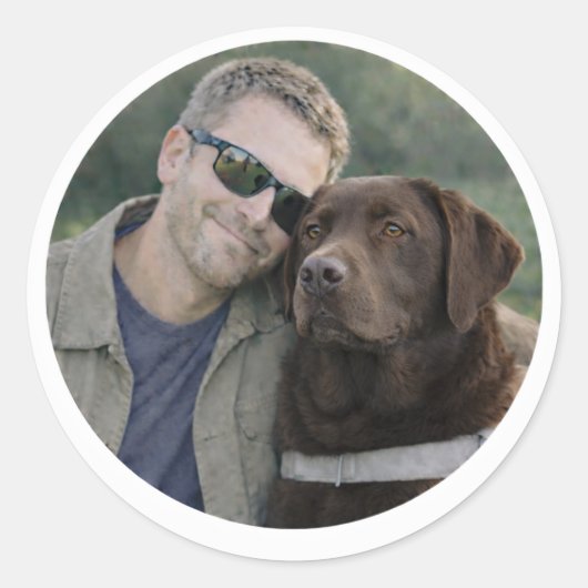 Chocolate Labrador Guide Dog Team Ronde Sticker (Voorkant)