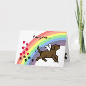Chocolate Labrador Harten Regenboogbrugkaart Kaart (Voorkant)
