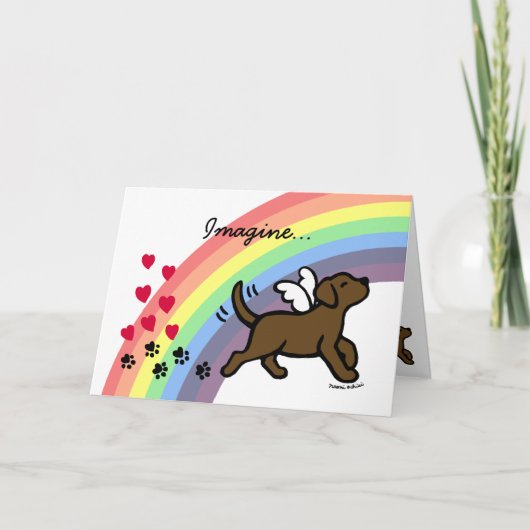 Chocolate Labrador Harten Regenboogbrugkaart Kaart (Voorkant)