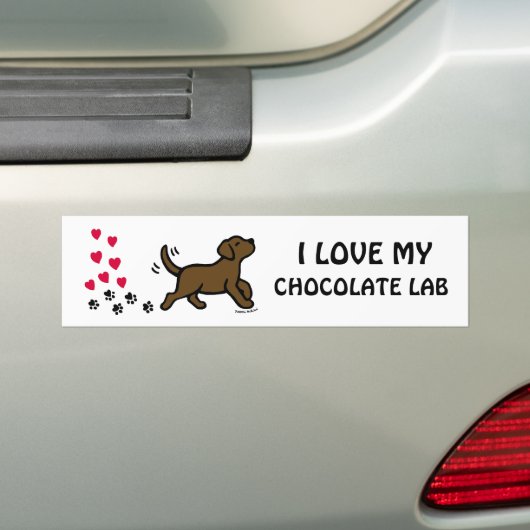 Chocolate Labrador Heart Valentijn Sticker (Op auto)