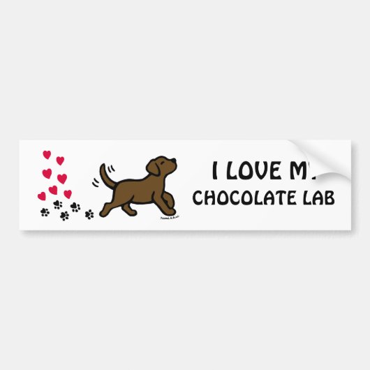 Chocolate Labrador Heart Valentijn Sticker (Voorkant)