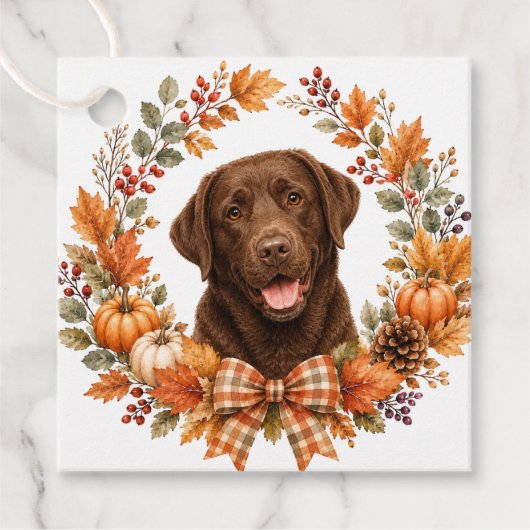 Chocolate Labrador Herfst Bedankjes Labels (Voorkant)