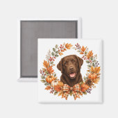 Chocolate Labrador Herfst Magneet (Voorkant / Achterkant)